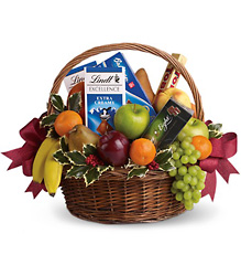Fruits and Sweets<br> Holiday Basket<b> from Flowers All Over.com 